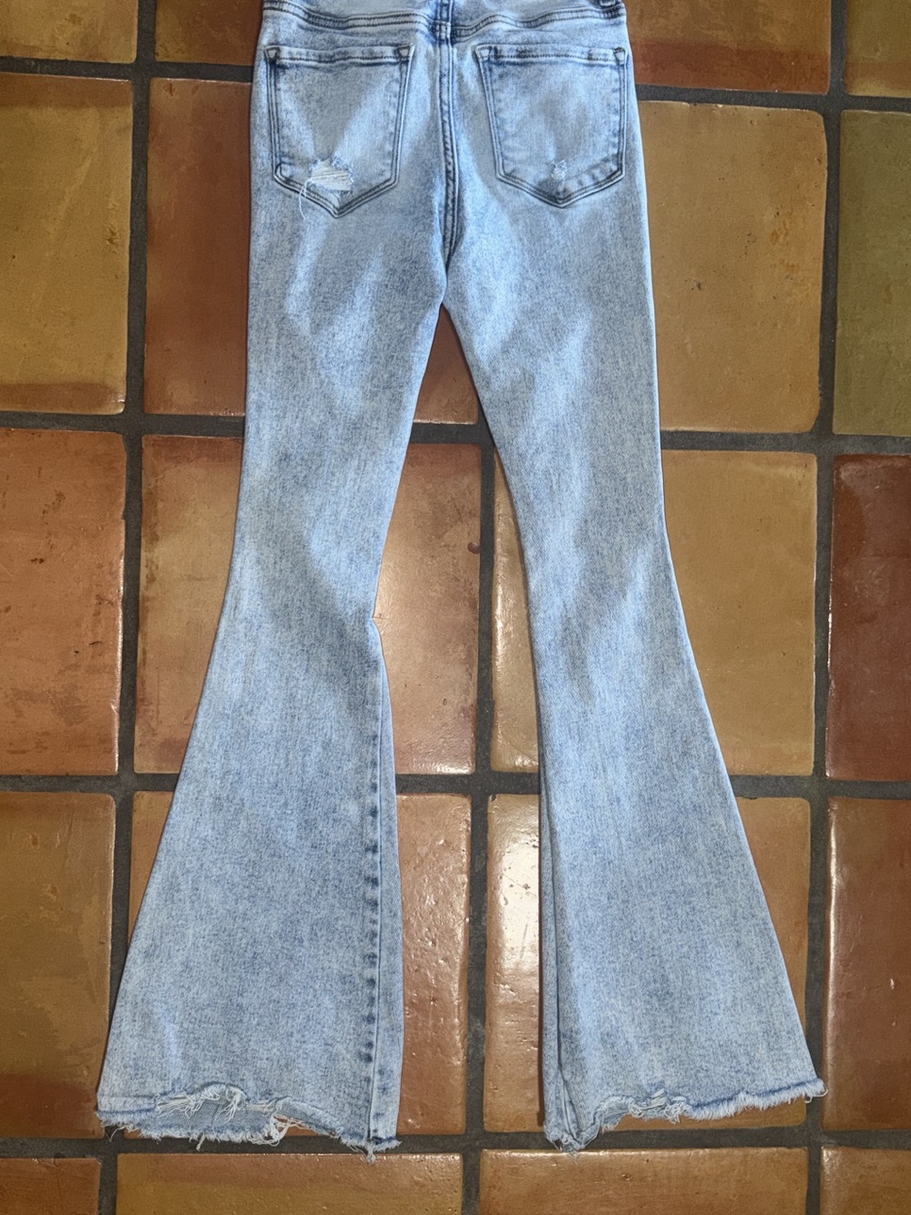 Flying Monkey Light Wash Distressed Wide Leg Jeans - Picture 3 of 3